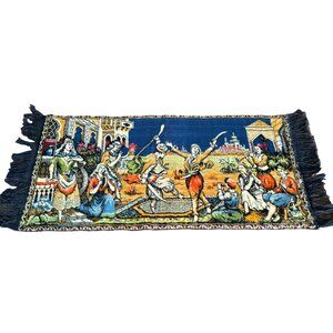 Vintage Wall Tapestry Rug Middle Eastern Turkish Dancer Fringed 40"x19"